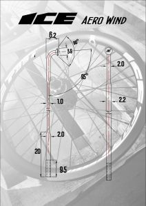 Sachet de 40 rayons ICE Aero Wind + tête laiton XL noire 193 mm