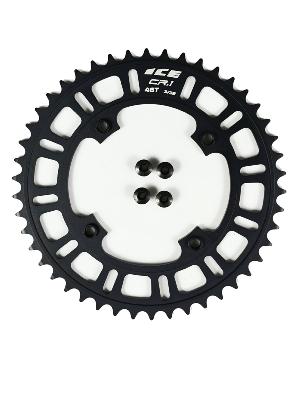 Couronne ICE CR1 en alu 7075 CNC  filetée Noire 104 BCD 46 dents