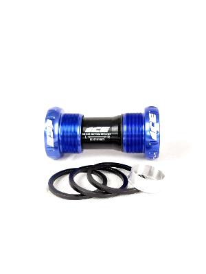 Boitier de pédalier ICE BSA compatible Shimano et Sram GXP Bleu