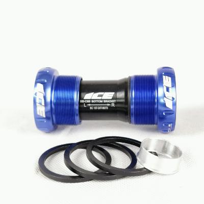 Boitier de pédalier ICE BSA compatible Shimano et Sram GXP Bleu